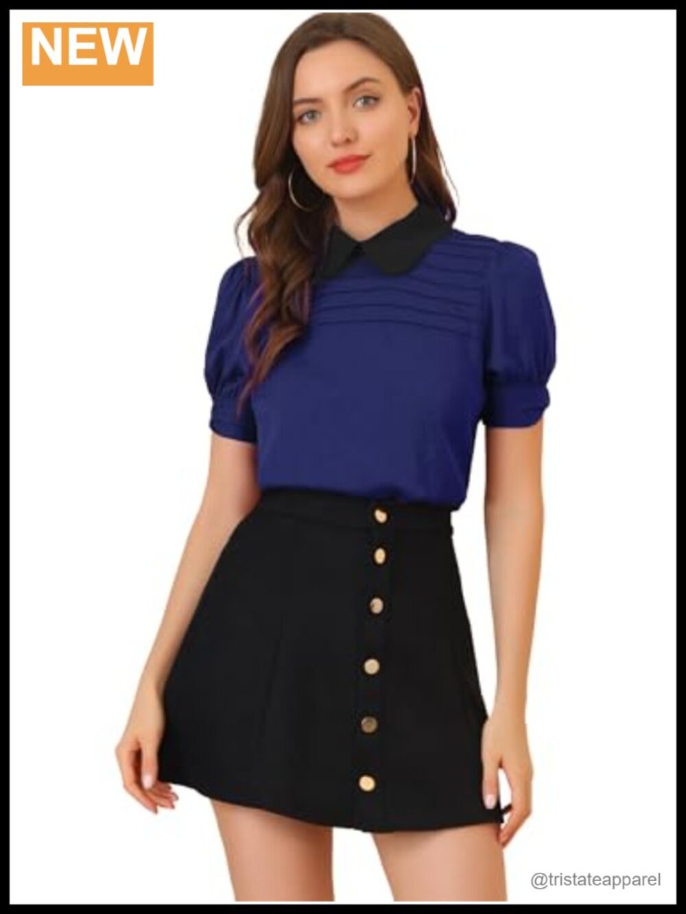 Vintage Peter Pan Collar Puff Sleeve Blouse Women Top